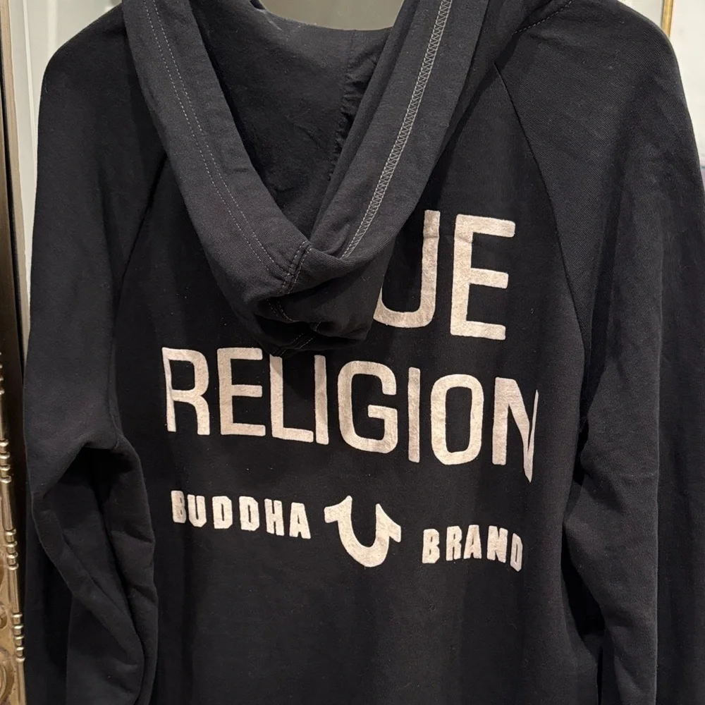 True Religion Black and White Zip Up Sweater